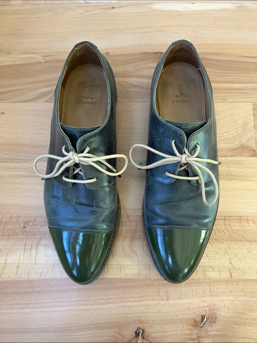 H. Brand Women's Sally Oak Tree Green Leather Derby Shoes, 7.5